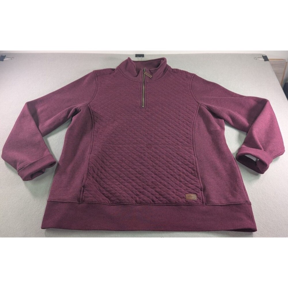L. L. Bean Women's Quilted Quarter-Zip Pullover in Deep Wine Burgundy Size XL